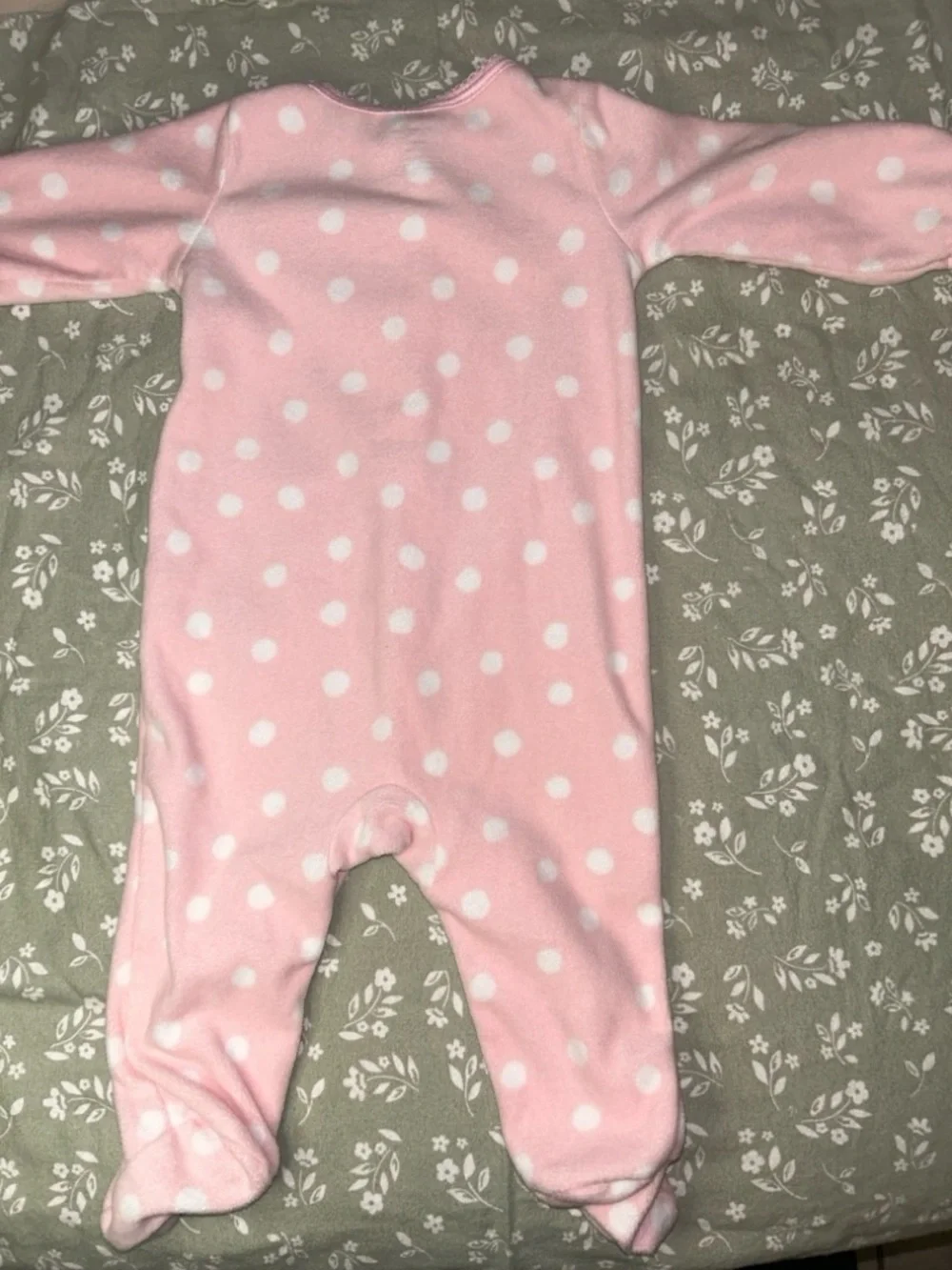 Carter's Light Pink Polka Dot Llama Fleece Footie